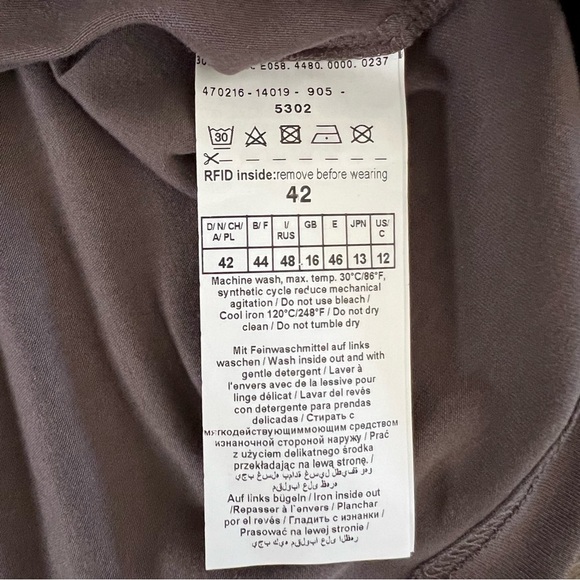 Gerry Weber Short Sleeves Brown Sequined Fitted Top Tee Shirt Sweetheart Neck L - Picture 10 of 12